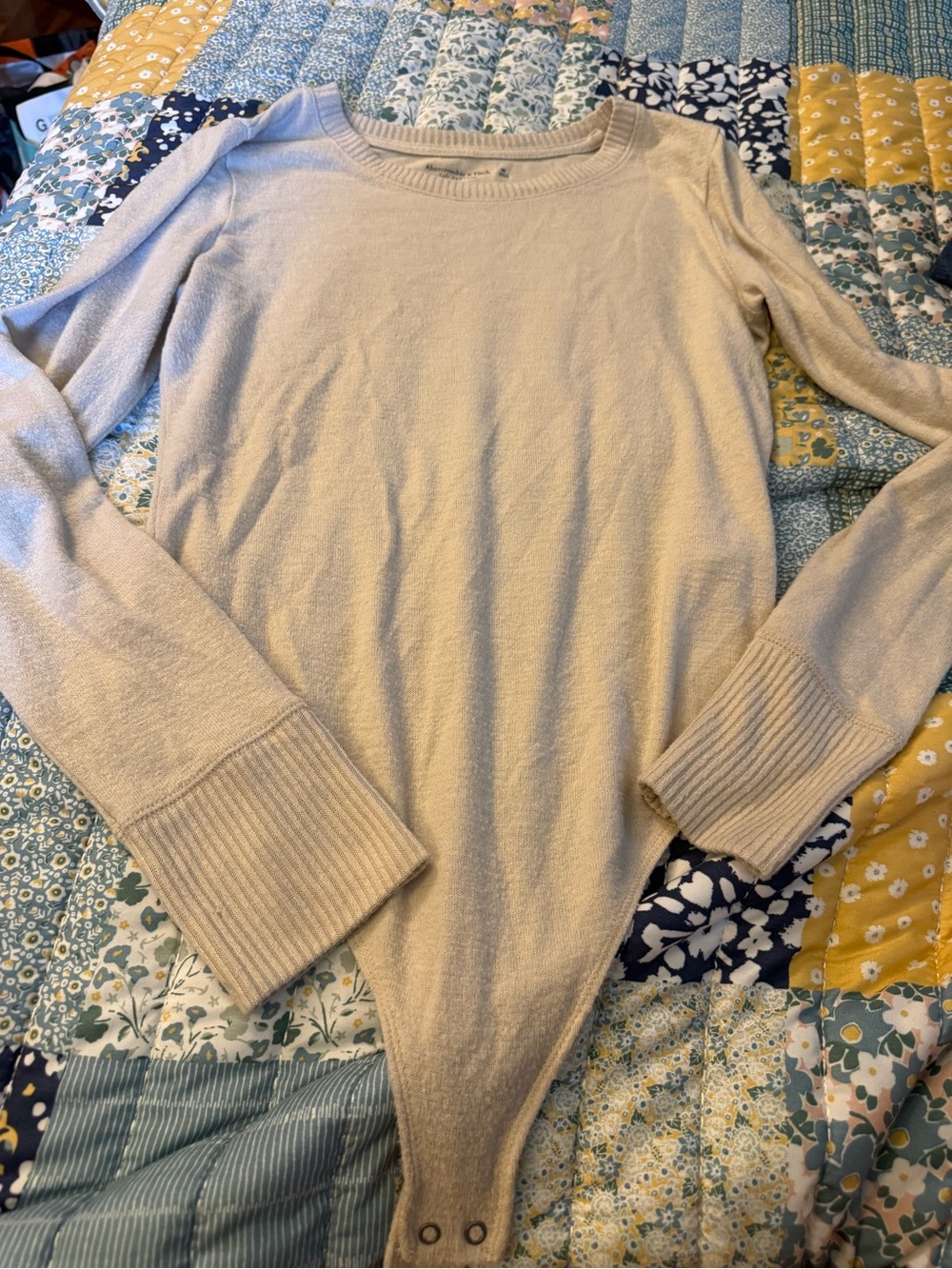 Abercrombie & Fitch Soft A&F Cozy Long Sleeve Bodysuit Beige Medium